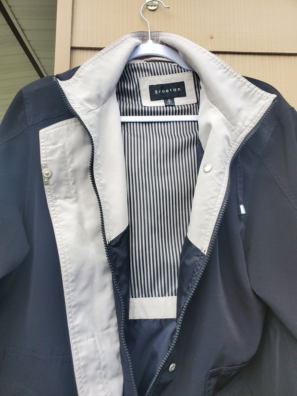 Braetan Black Raincoat with Beige Trim